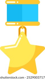 The medal showcases a prominent gold star attached to a blue ribbon, symbolizing success and achievements. Ideal for awards in various competitions or school events.