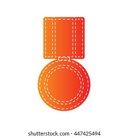 Medal sign illustration. Orange applique isolated.