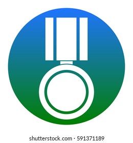 Medal sign illustration. Vector. White icon in bluish circle on white background. Isolated.