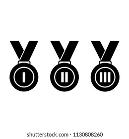 medal silhouette set icon vector, cut out award - winner champion