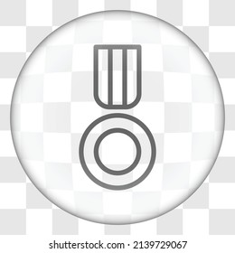 Medal simple icon, vector. Flat design. Glass button on transparent grid.ai