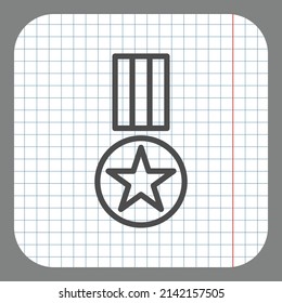 Medal simple icon vector. Flat desing. On graph paper. Grey background.ai