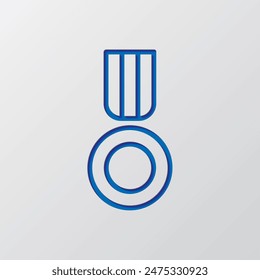 Medal simple icon, vector. Flat design. Paper cut design. Cutted blue symbol with shadow. Gray background.ai