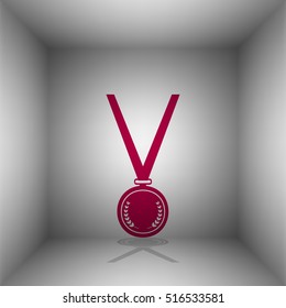 Medal simple sign. Bordo icon with shadow in the room.