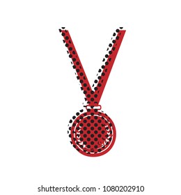 Medal simple sign. Vector. Brown icon with shifted black circle pattern as duplicate at white background. Isolated.