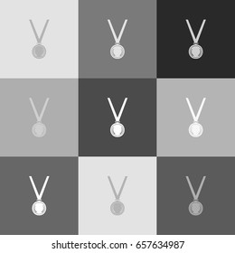 Medal simple sign. Vector. Grayscale version of Popart-style icon.