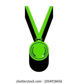 Medal simple sign. Vector. Green 3d icon with black side on white background. Isolated.