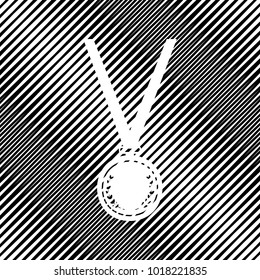 Medal simple sign. Vector. Icon. Hole in moire background.