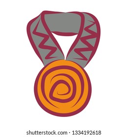 Medal Simple Vector Icon. Creative linear clipart, symbol of victory, rewarding