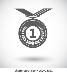 Medal. Single flat icon on white background. Vector illustration.