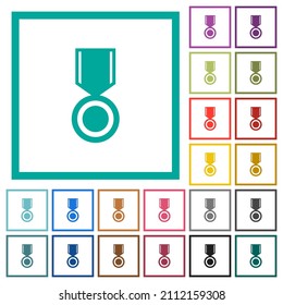 Medal solid flat color icons with quadrant frames on white background