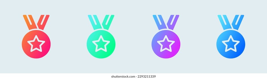 Medal solid icon in gradient colors. Award signs vector illustration.