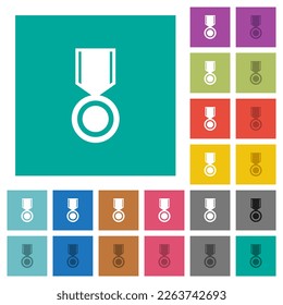 Medal solid multi colored flat icons on plain square backgrounds. Included white and darker icon variations for hover or active effects.