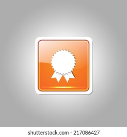 Medal Square Vector Orange Web Icon Button