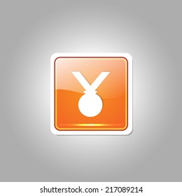 Medal Square Vector Orange Web Icon Button