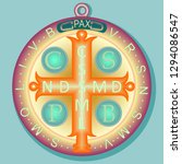 Medal of St. Benedict with the Cross and the initial letters of a Latin prayer