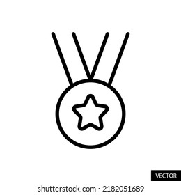 Medal with a star, Employee of the month concept vector icon in line style design for website design, app, UI, isolated on white background. Editable stroke. EPS 10 vector illustration.