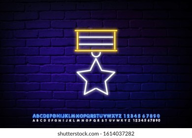 medal with a star icon. Elements of Sucsess and awards in neon style icons. Simple icon for websites, web design, mobile app, info graphics
