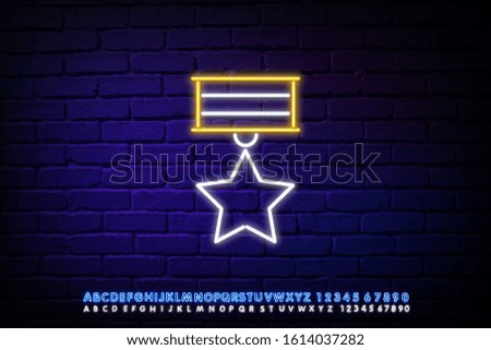 medal with a star icon. Elements of Sucsess and awards in neon style icons. Simple icon for websites, web design, mobile app, info graphics