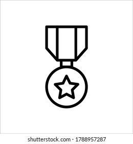 Medal with star icon outline vector