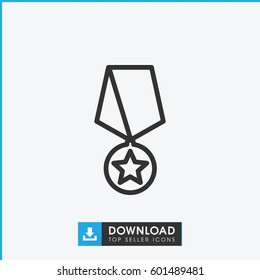 medal with star icon. simple outline medal with star vector icon. on white background.