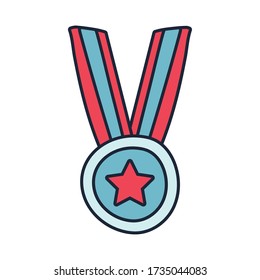 medal with star line and fill style icon vector illustration design