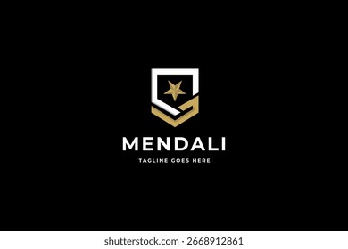 Medalla con la Ilustración vectorial de diseño del logotipo de la estrella.