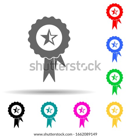 medal with a star multi color style icon. Simple glyph, flat vector of sucsess and awards icons for ui and ux, website or mobile application