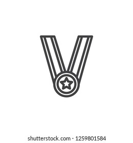 Medal with star outline icon. linear style sign for mobile concept and web design. Award medal simple line vector icon. Symbol, logo illustration. Pixel perfect vector graphics