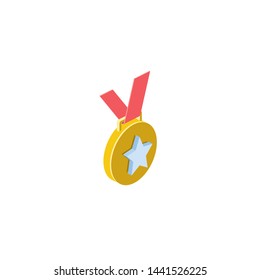 Medal star Vector 3d isometric, color web icons set, new flat style. Creative illustration, idea for infographics.