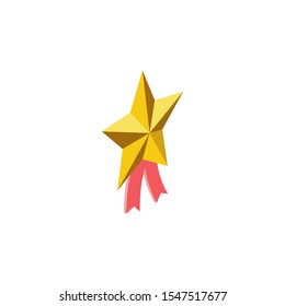 Medal star. Vector 3d isometric, color web icon, new flat style. Creative illustration design, idea for infographics.