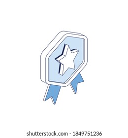 Medal star. Vector 3d line isometric, color web icons, new flat style. Creative illustration, idea for infographics.