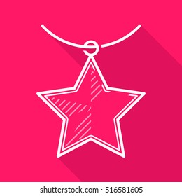 Medal. Star. Vector, contour icon. Pink Background