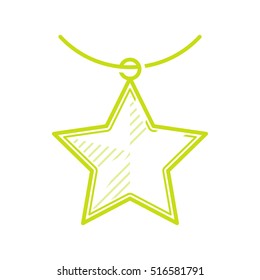 Medal. Star. Vector, contour icon. Lime