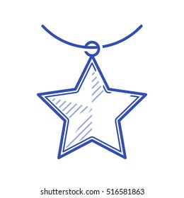 Medal. Star. Vector, contour icon. Indigo