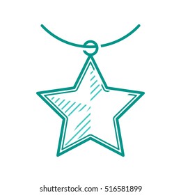 Medal. Star. Vector, contour icon. Teal