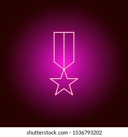 Medal, star vector icon. Element of simple icon for websites, web design, mobile app, info graphics. Pink color. Neon vector
