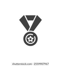 Medal with star vector icon. filled flat sign for mobile concept and web design. Award medal glyph icon. Symbol, logo illustration. Vector graphics