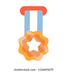 Medal with star vector illustration in flat color design
