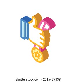 medalla para trabajo exitoso vector de icono isométrico. medalla por la señal del trabajo exitoso. ilustración de símbolo aislado