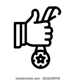 Medaille für erfolgreiche Arbeitslinie Symbol Vektorgrafik. Medaille für erfolgreiches Arbeitszeichen. isoliertes Kontursymbol