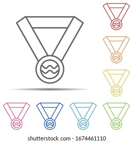 Medal swimming multi color icon. Element of swimming poll thin line icon on white background