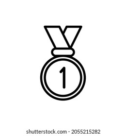 Medal thin line icon. Modern vector illustration of first place prize.