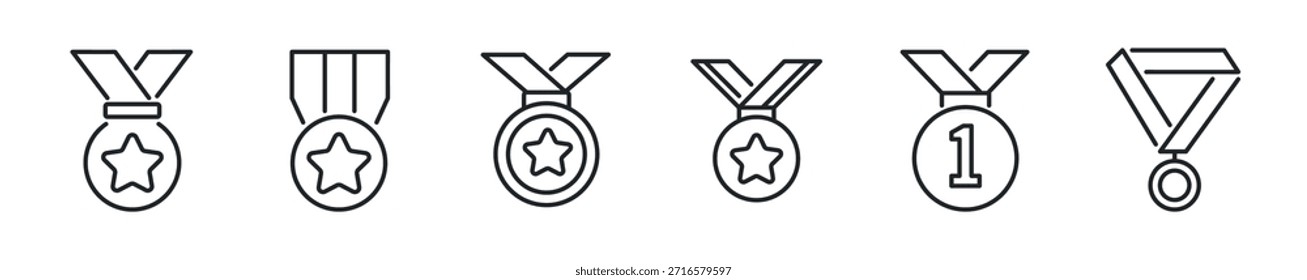 Medal thin line icon set. Web minimal icons