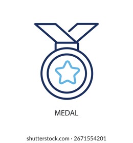 Iconos de vector de línea delgada de medalla.