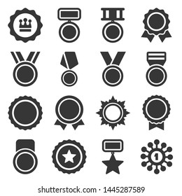 Medal, Trophy and Awards Icons Set. Vector