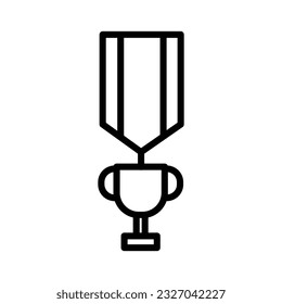 Medal with trophy cup symbol outline icon vector. Reward and achievement symbol stock illustration. Youth sport award medal outline icon for web or game interface. Prize for championship.