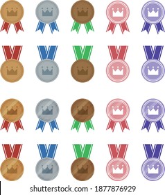 medal trophy icon illust set