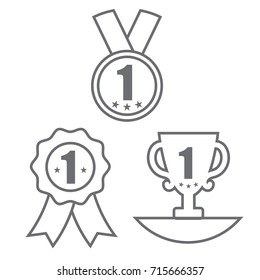 Medal, Trophy, and Ribbon Award Icon Set