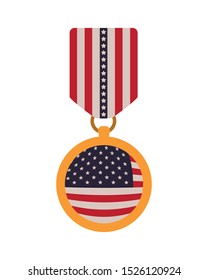 medal with the united states flag icon vector illustration design